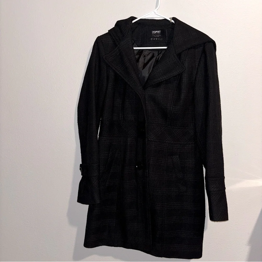 ESPRIT wool blend button down with hood Size M - Picture 1 of 9